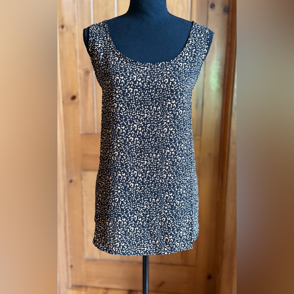 Chico’s Scoop Neck Tank Top Black Tan (16/18) - Picture 3 of 15